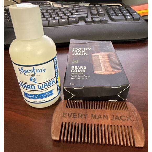 Maestro's Classic BEARD WASH 4oz Grooms & Cleans & Every Man Jack BEARD COMB Com - Picture 1 of 2